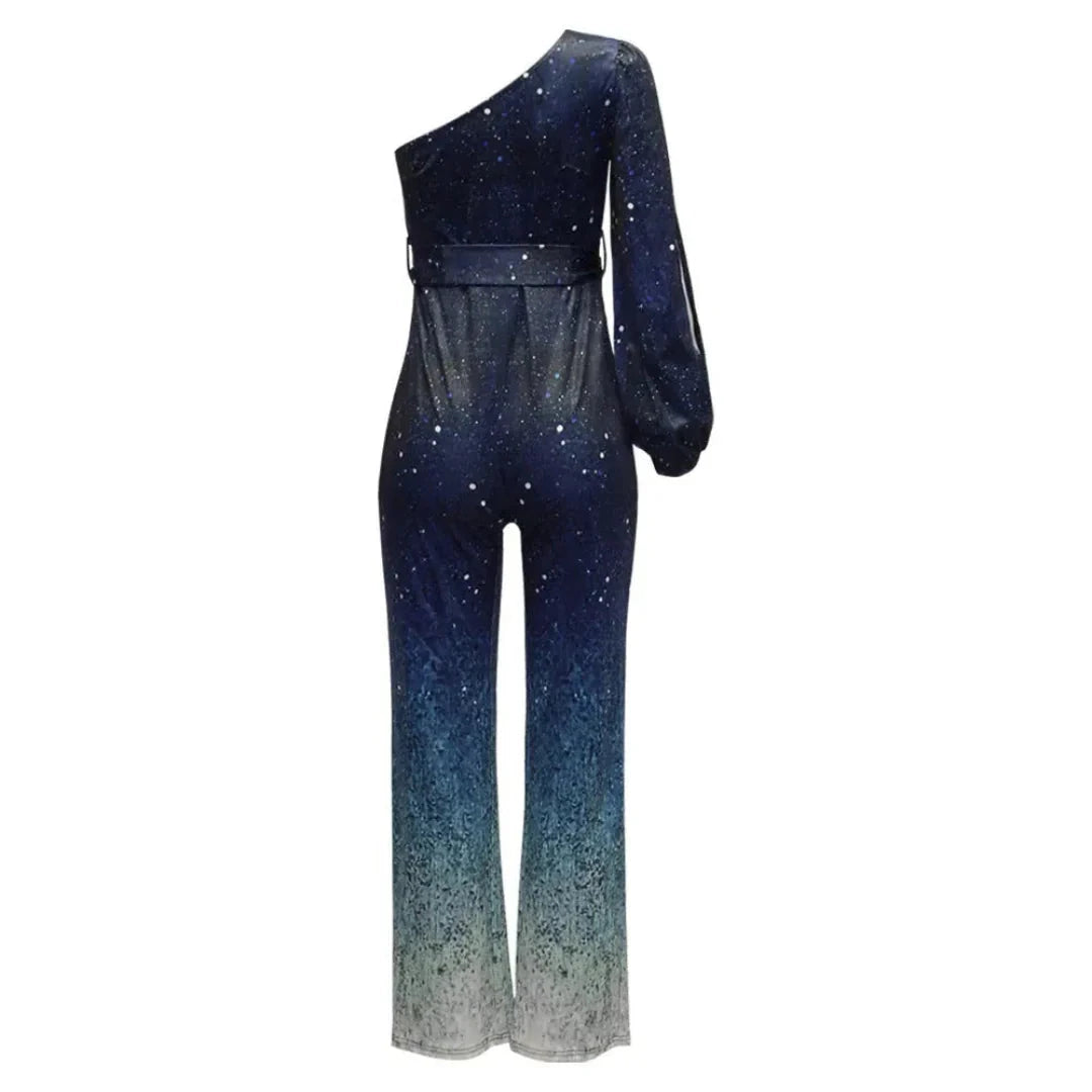 Women’s Shimmer Ombré One-Shoulder Jumpsuit