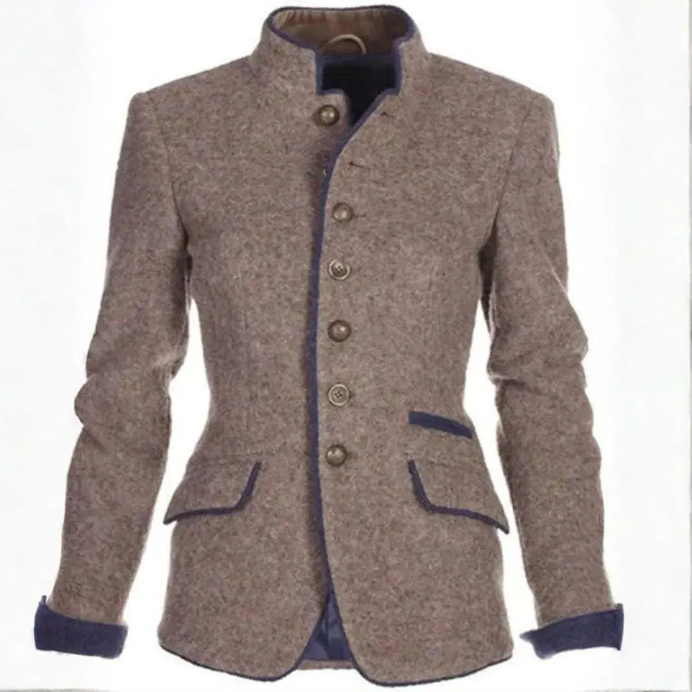 Women’s Stand-Collar Contrast Trim Blazer Artisio