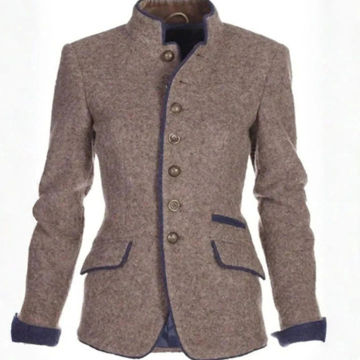 Women’s Stand-Collar Contrast Trim Blazer