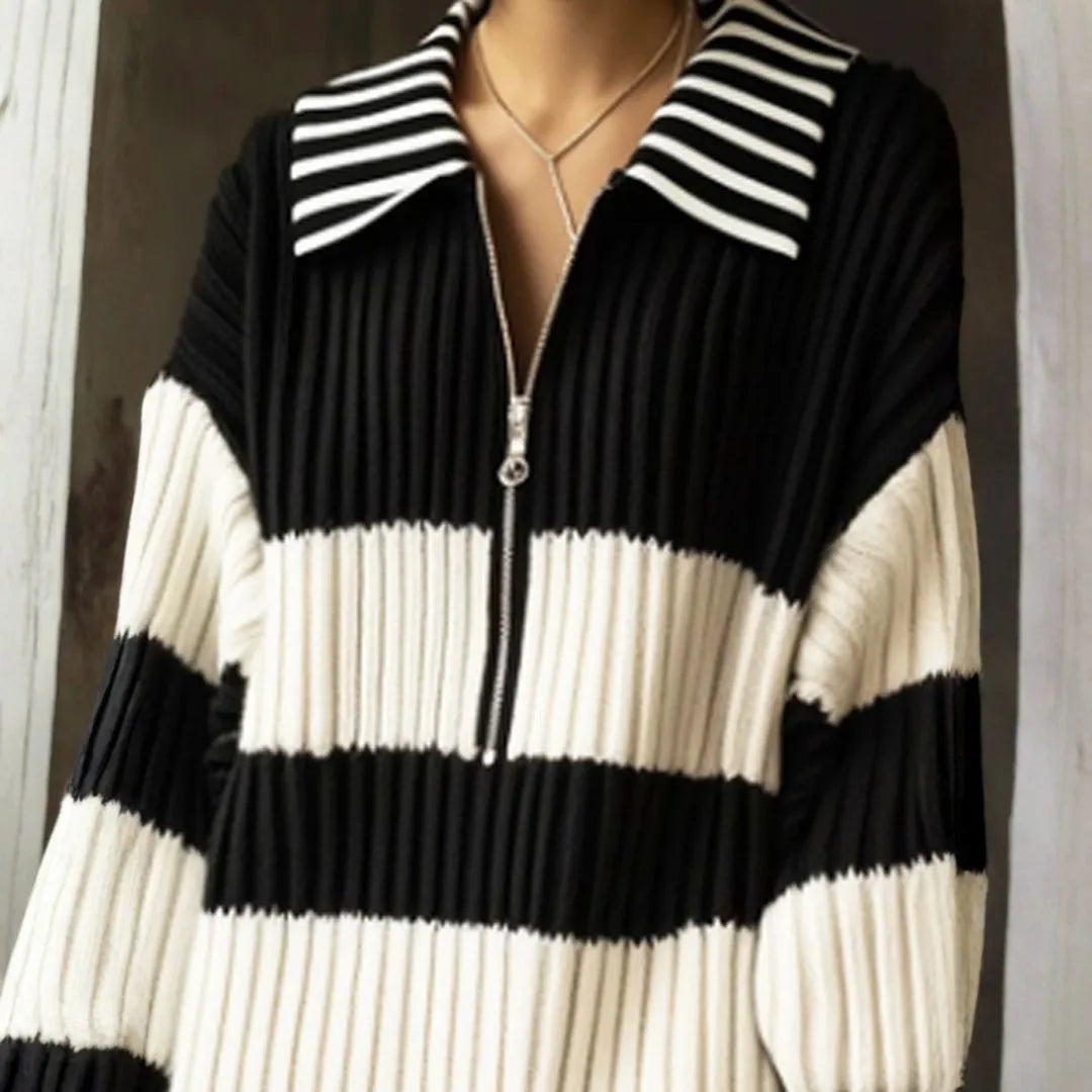 Women’s Striped Ribbed Mini Sweater Dress Artisio