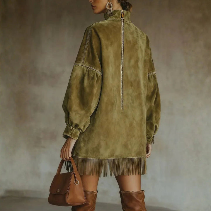 Women’s Tassel Trim Suede Mini Dress Artisio