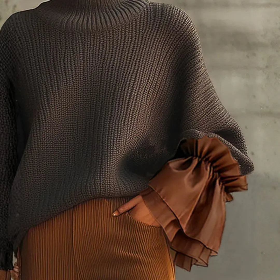 Women’s Turtleneck Ruffle Cuffs Sweater Artisio