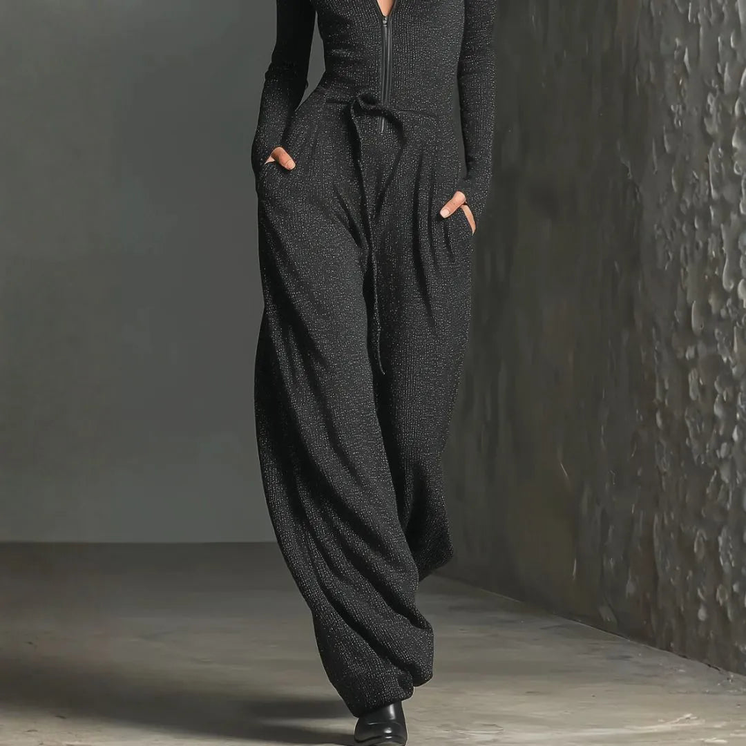 Women’s Zip-Front Mock-Neck Wide-Leg Jumpsuit Artisio