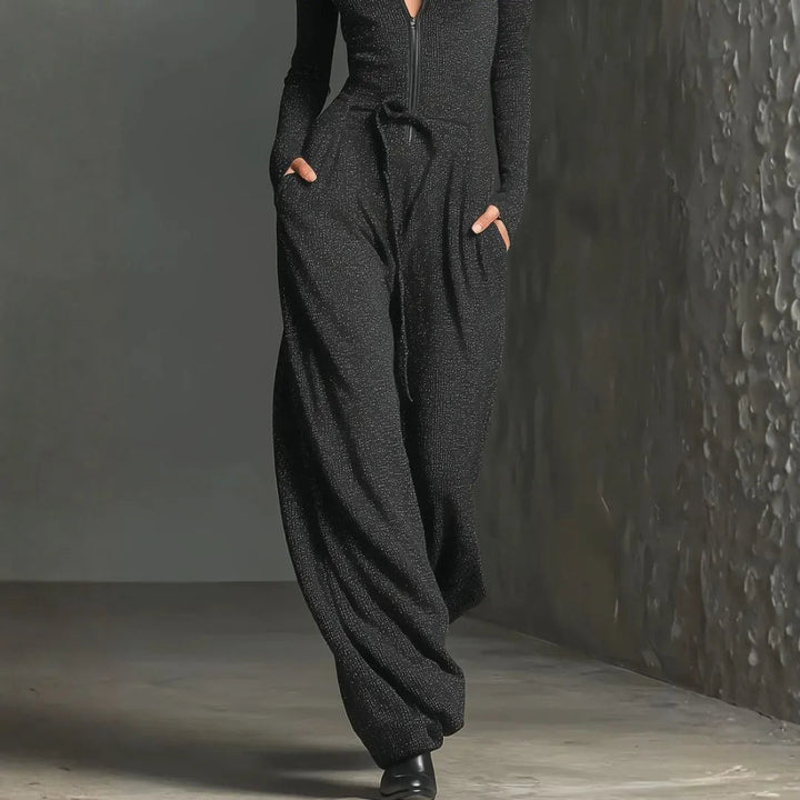 Women’s Zip-Front Mock-Neck Wide-Leg Jumpsuit Artisio