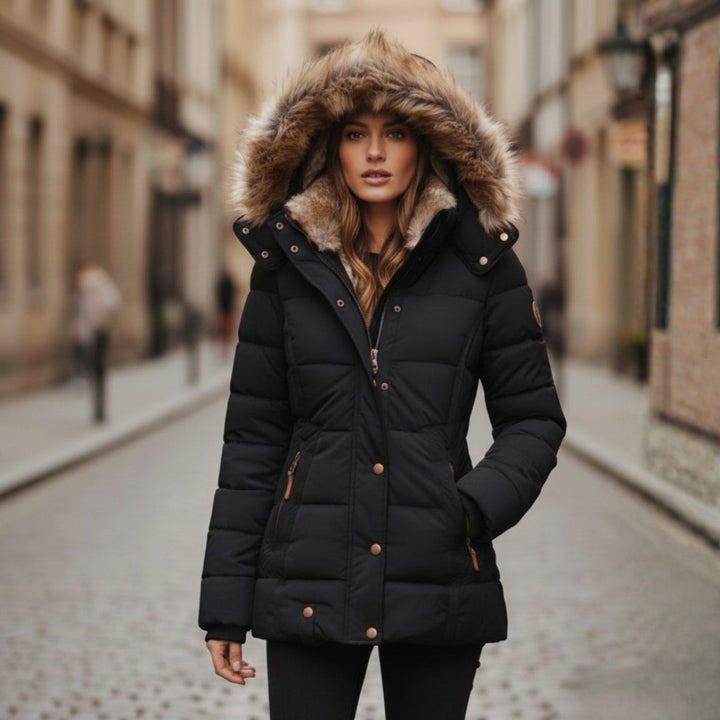 Women's jacket with hood and padding 0