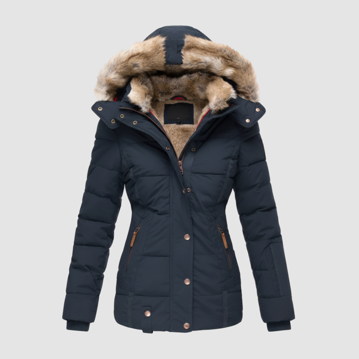 Women's jacket with hood and padding 7