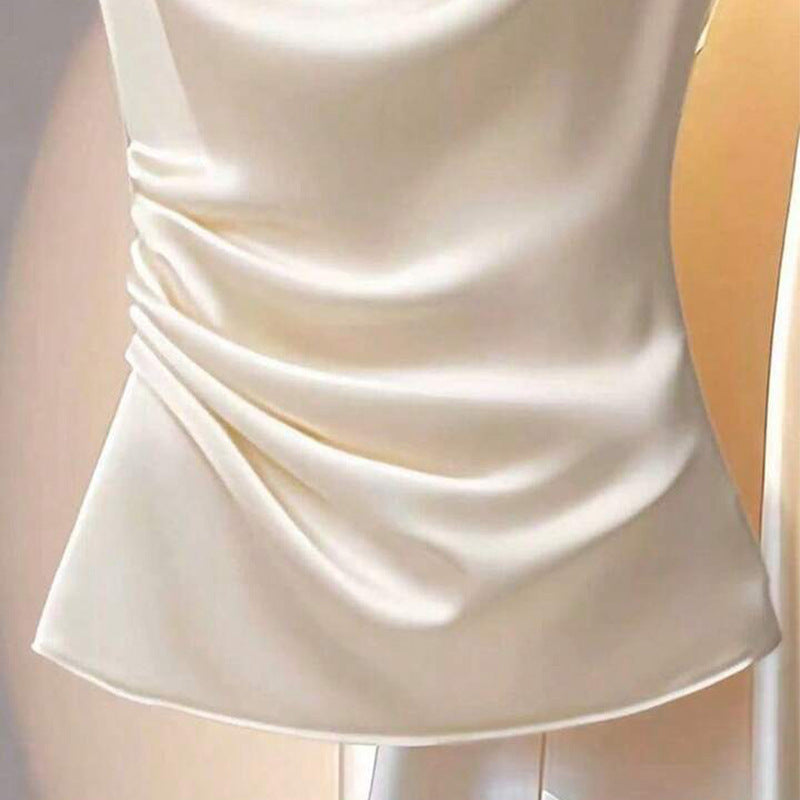 Women's satin top with signature waterfall neckline WW 4