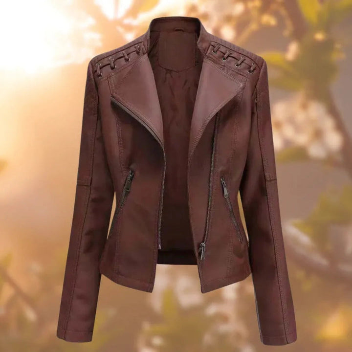 Yasmin Stitch-Up Shoulder Faux Leather Jacket Artisio