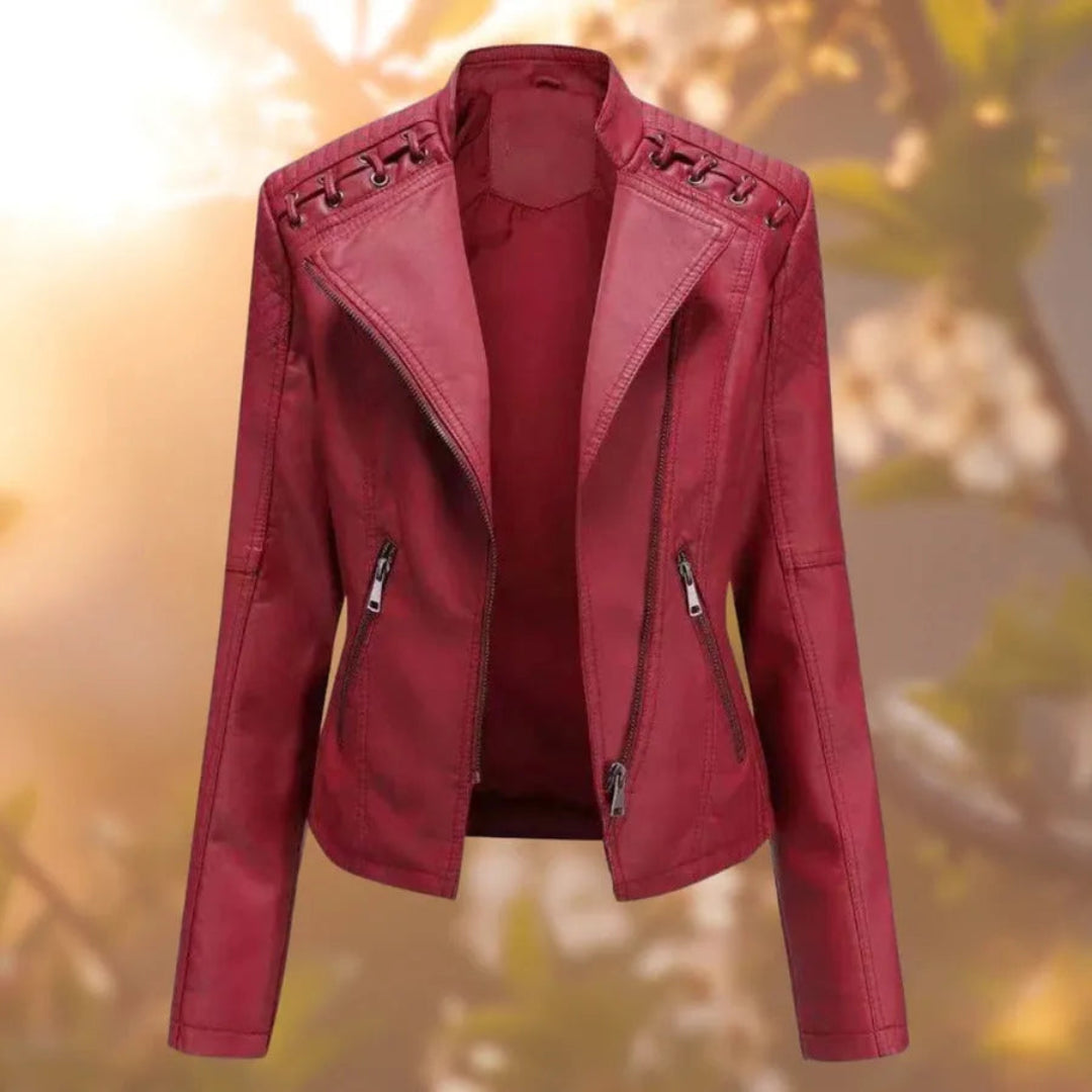 Yasmin Stitch-Up Shoulder Faux Leather Jacket Artisio