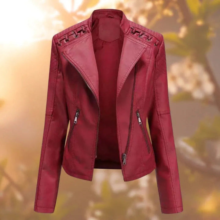 Yasmin Stitch-Up Shoulder Faux Leather Jacket Artisio