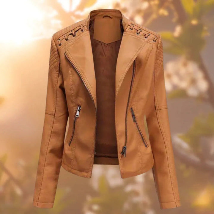 Yasmin Stitch-Up Shoulder Faux Leather Jacket Artisio