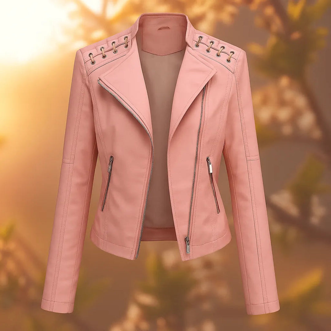 Yasmin Stitch-Up Shoulder Faux Leather Jacket Artisio