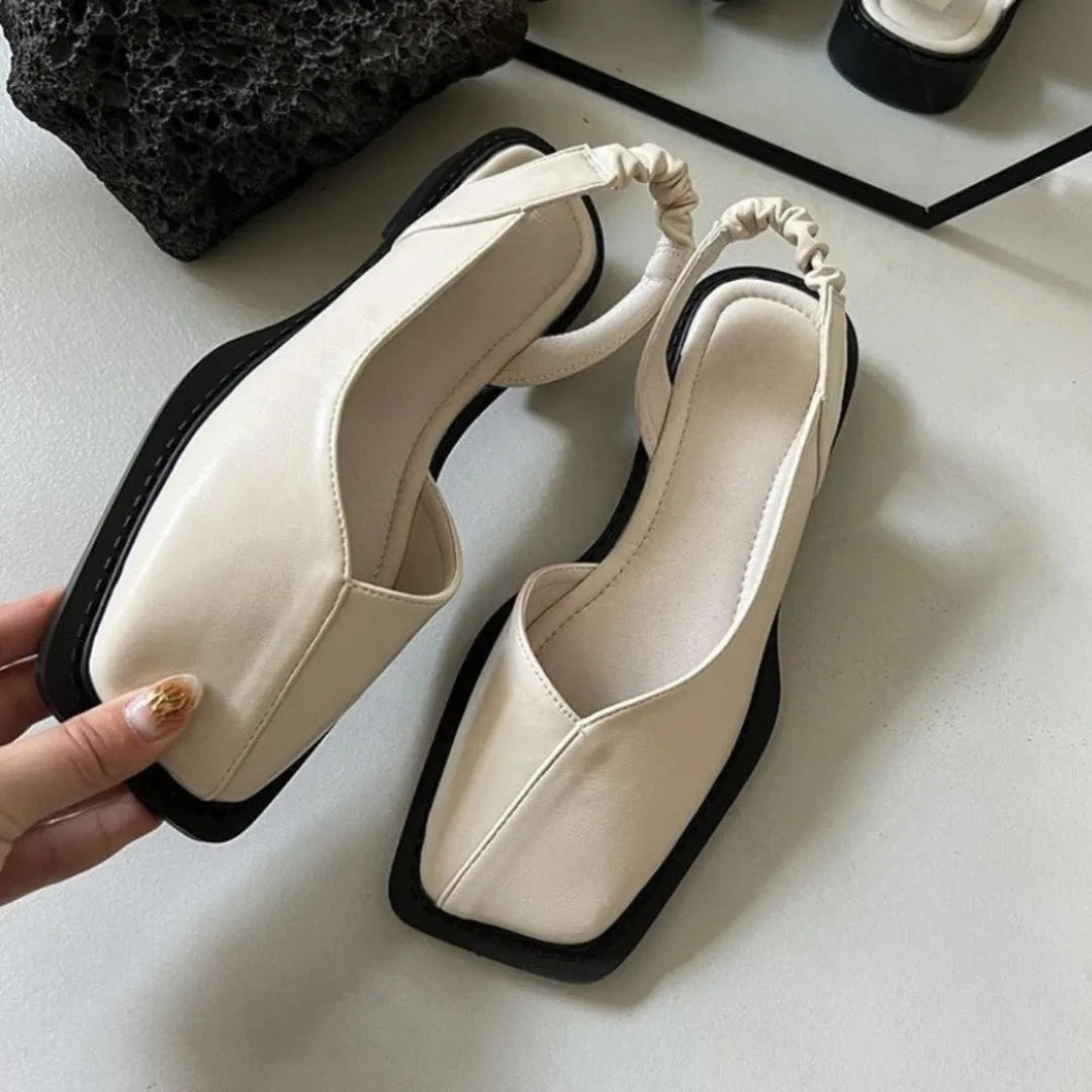 Zara Square-Toe Slingback Flats