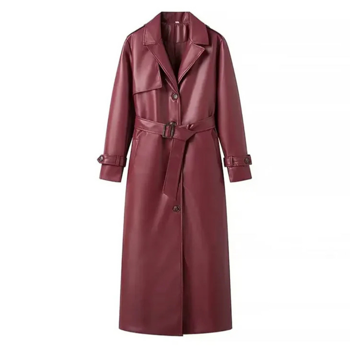 Adeline Leather Belted Coat