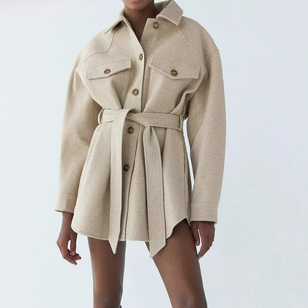 Amara Loose Wool Belted Coat