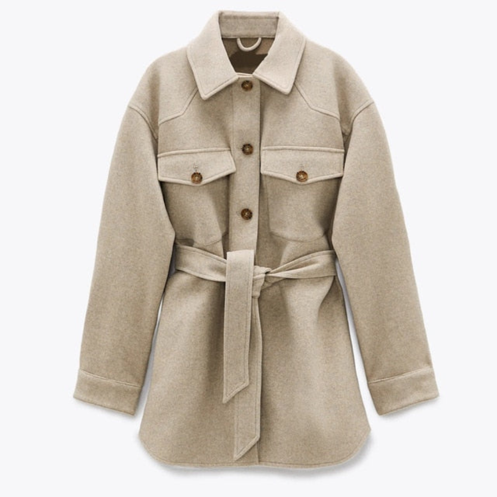 Amara Loose Wool Belted Coat