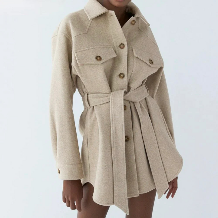 Amara Loose Wool Belted Coat