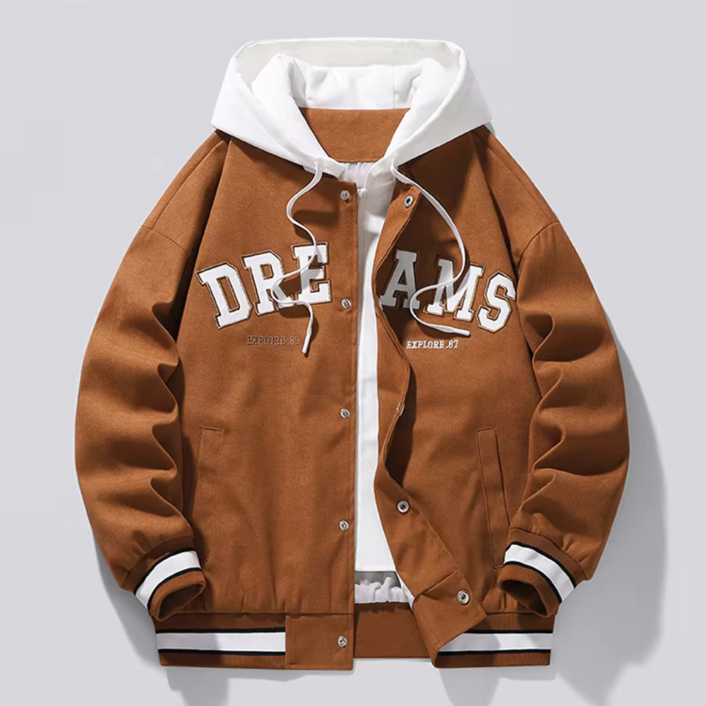 Caleb Hooded Baseball Varsity Jacket