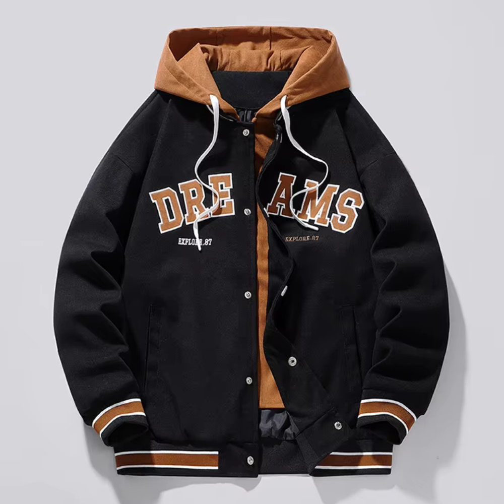 Caleb Hooded Baseball Varsity Jacket