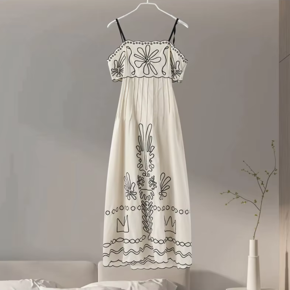 Caroline Abstract Embroidery Dress