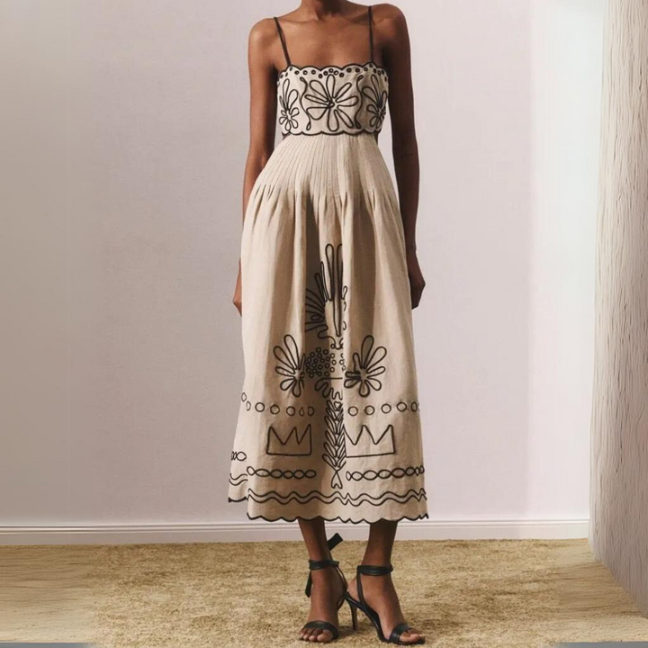 Caroline Abstract Embroidery Dress