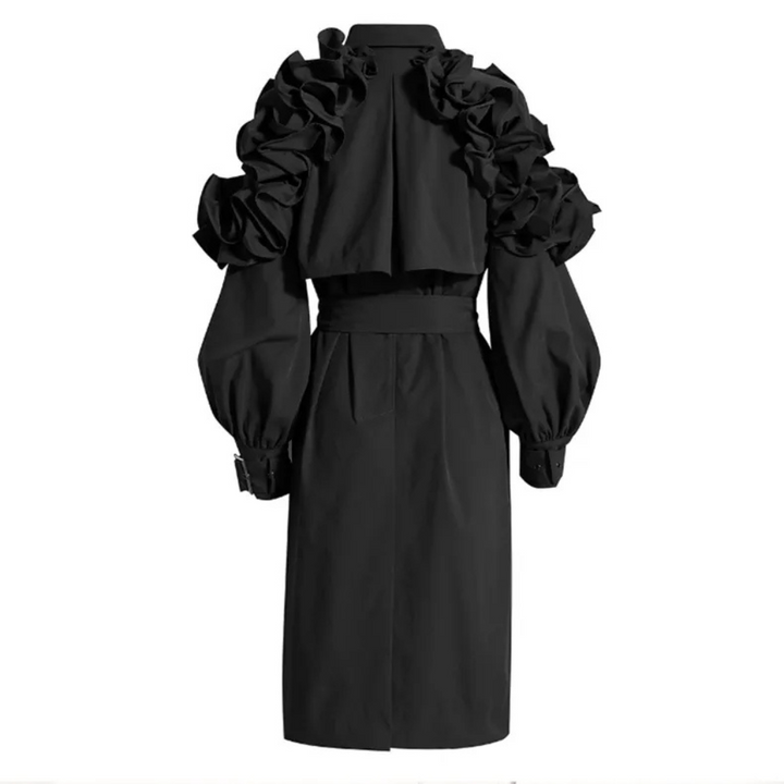 Corinne Ruffle Belted Coat