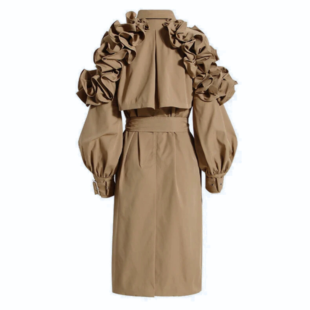 Corinne Ruffle Belted Coat