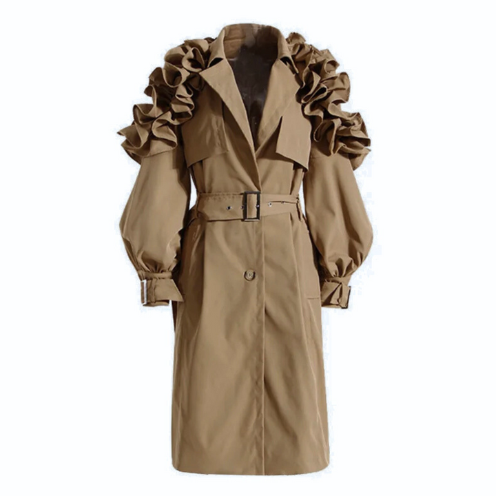 Corinne Ruffle Belted Coat