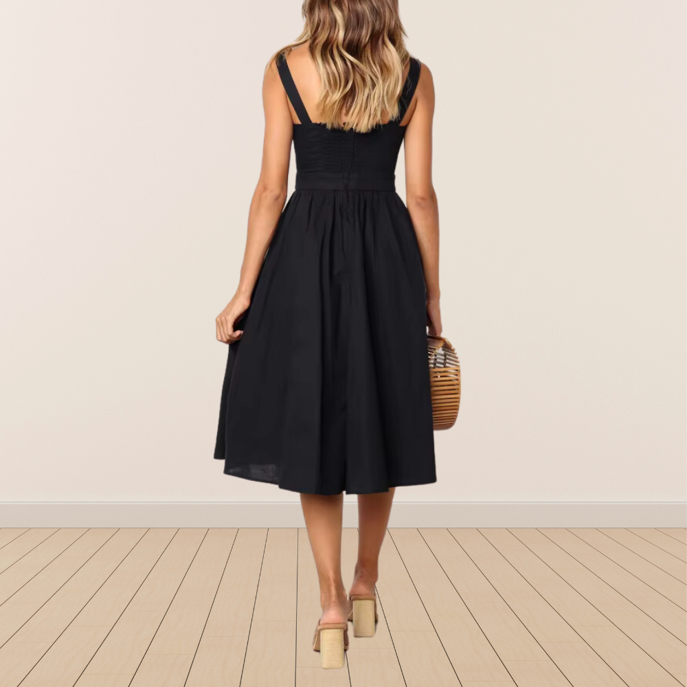 Drea Square Neck Ruched Midi Dress