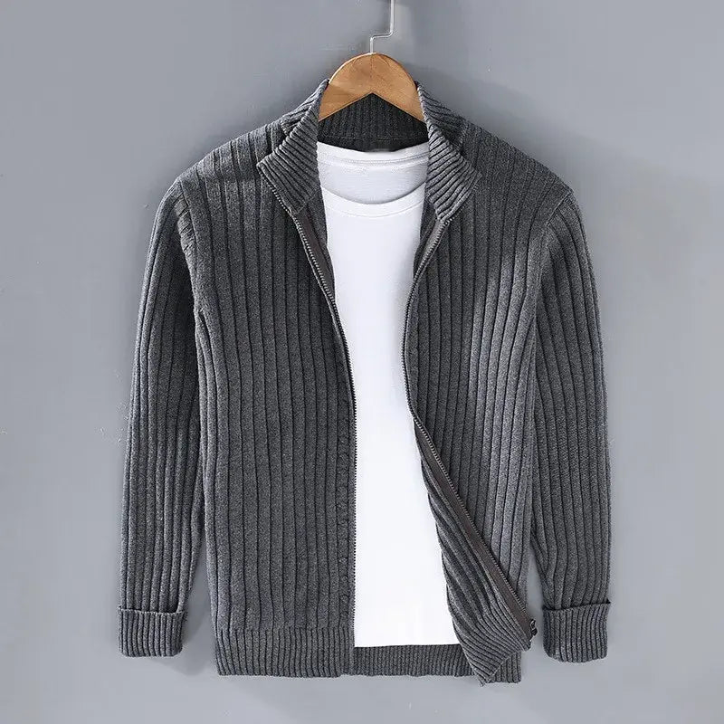 Variant image for Men's Zip Up Cardigan Grey Size L Shetland Wool-6