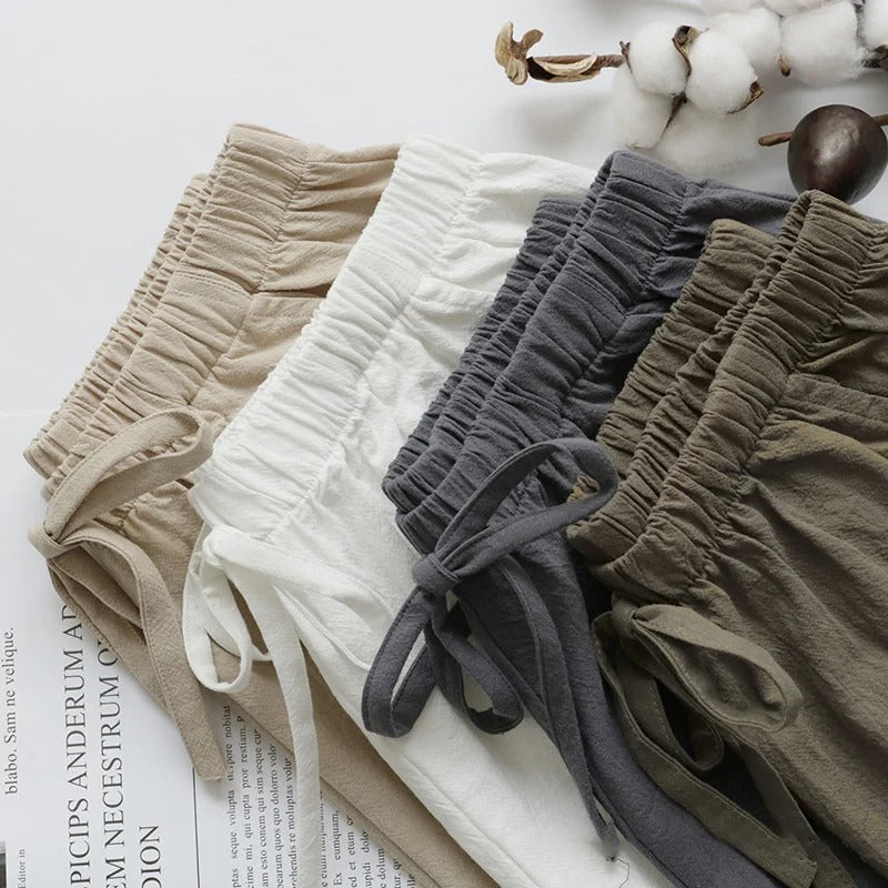 Elara Slant Pockets Linen Shorts