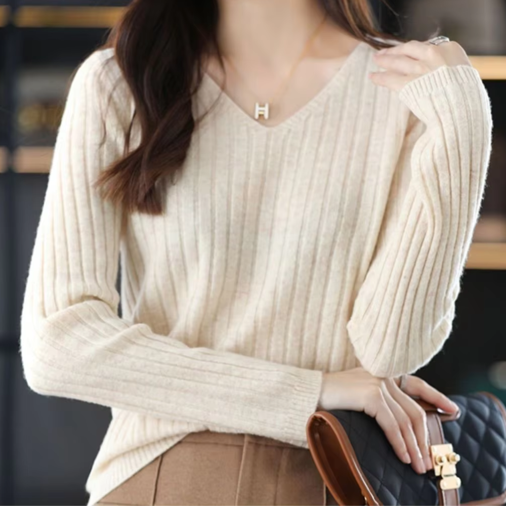 Ella V-Neck Knitted Women Sweater