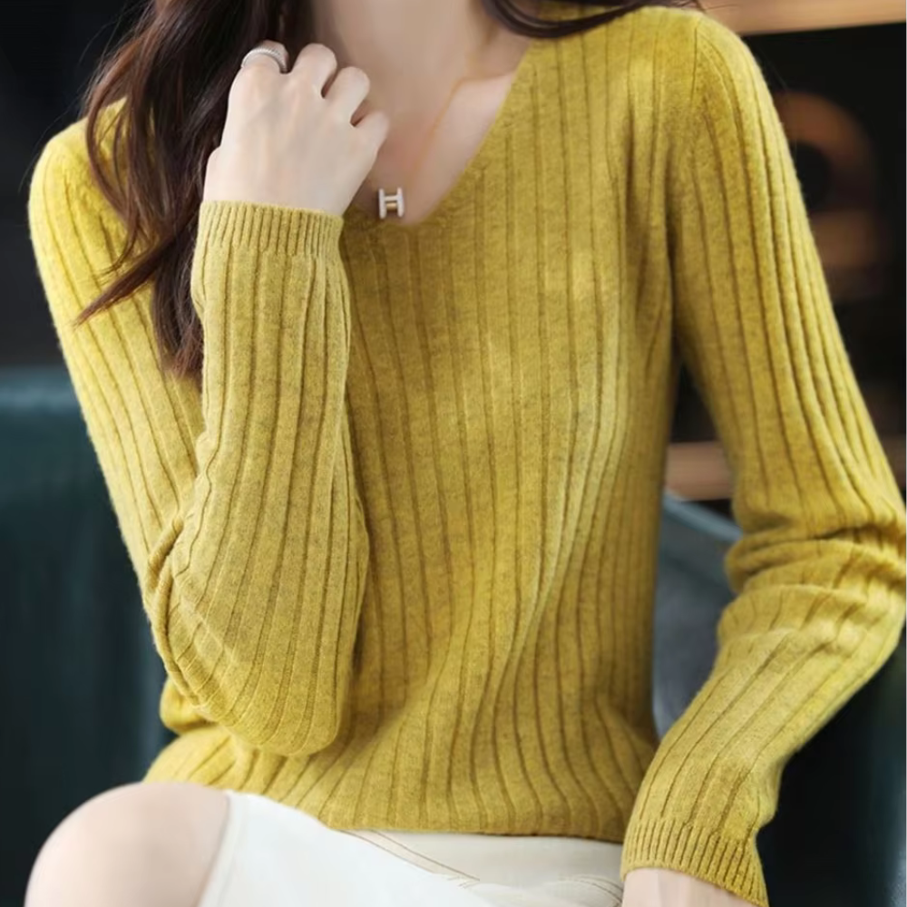 Ella V-Neck Knitted Women Sweater