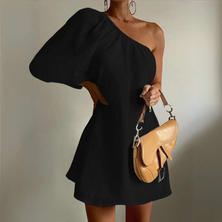 Emma One Shoulder Puff Sleeve Dress