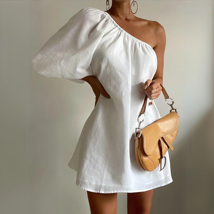 Emma One Shoulder Puff Sleeve Dress