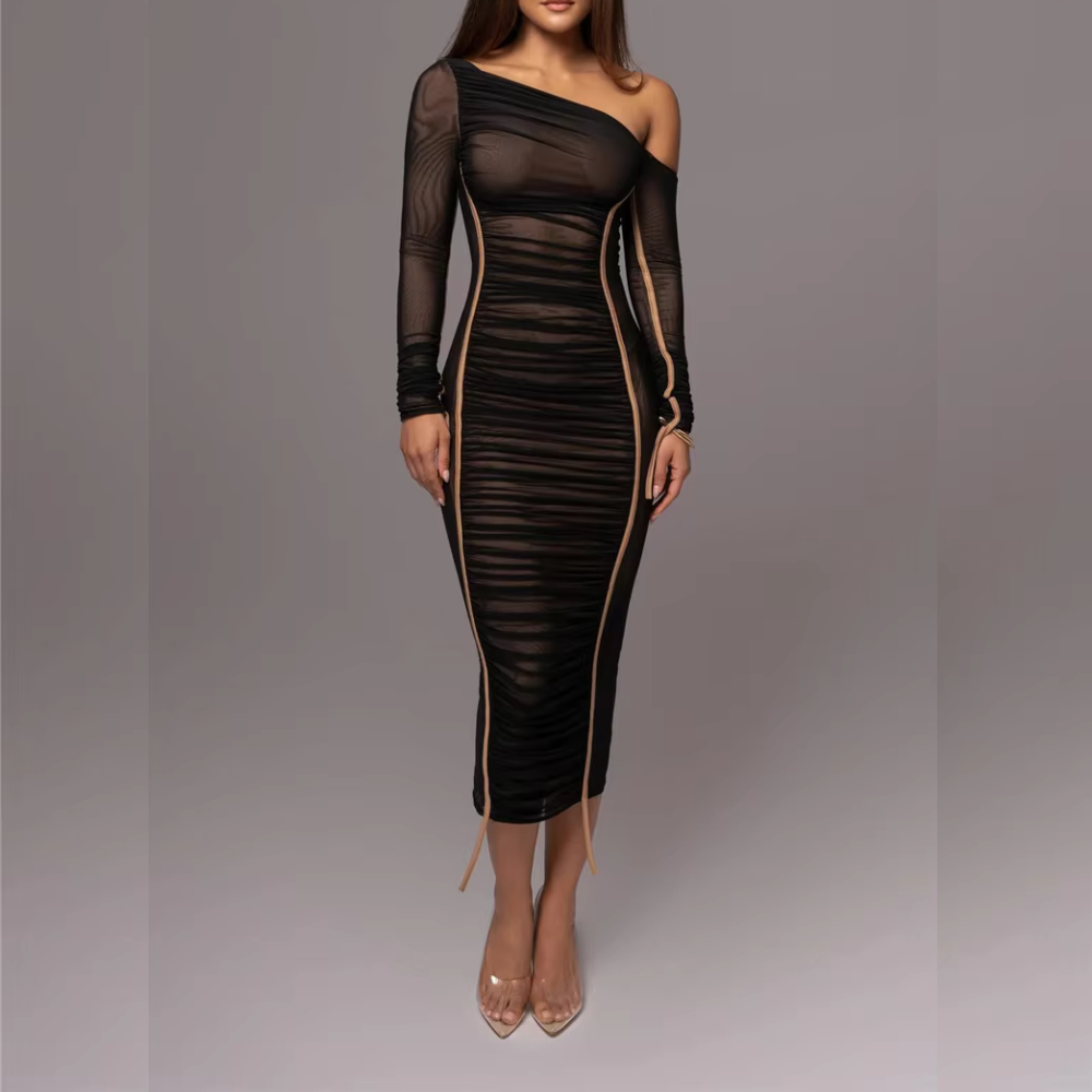 Gabrielle Asymmetric Midi Dress