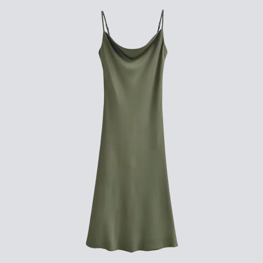 Kaila Cowl Neck Adjustable Strap Slip Dress