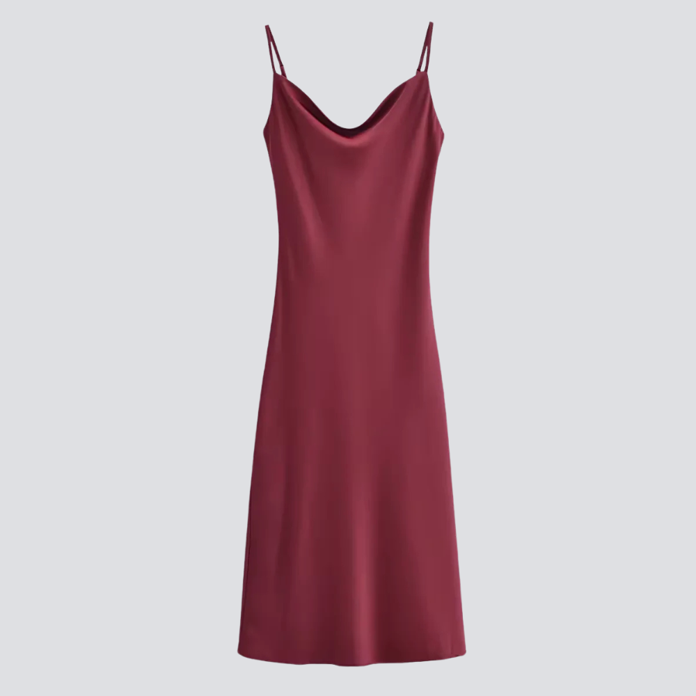 Kaila Cowl Neck Adjustable Strap Slip Dress