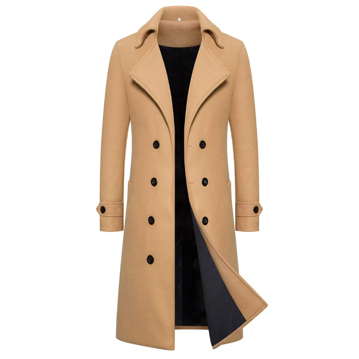 Max Double Row Button Woolen Men Trench Coat