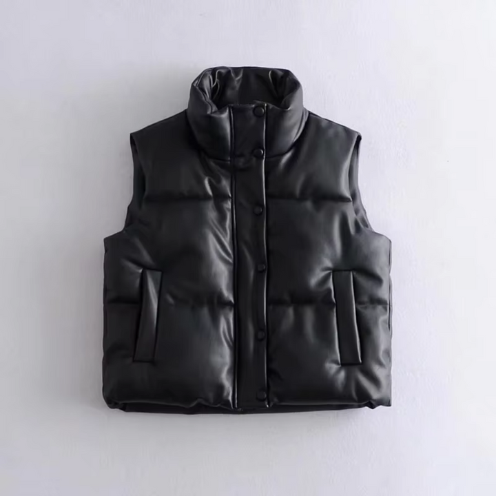 Maya Faux Leather Puffer Vest