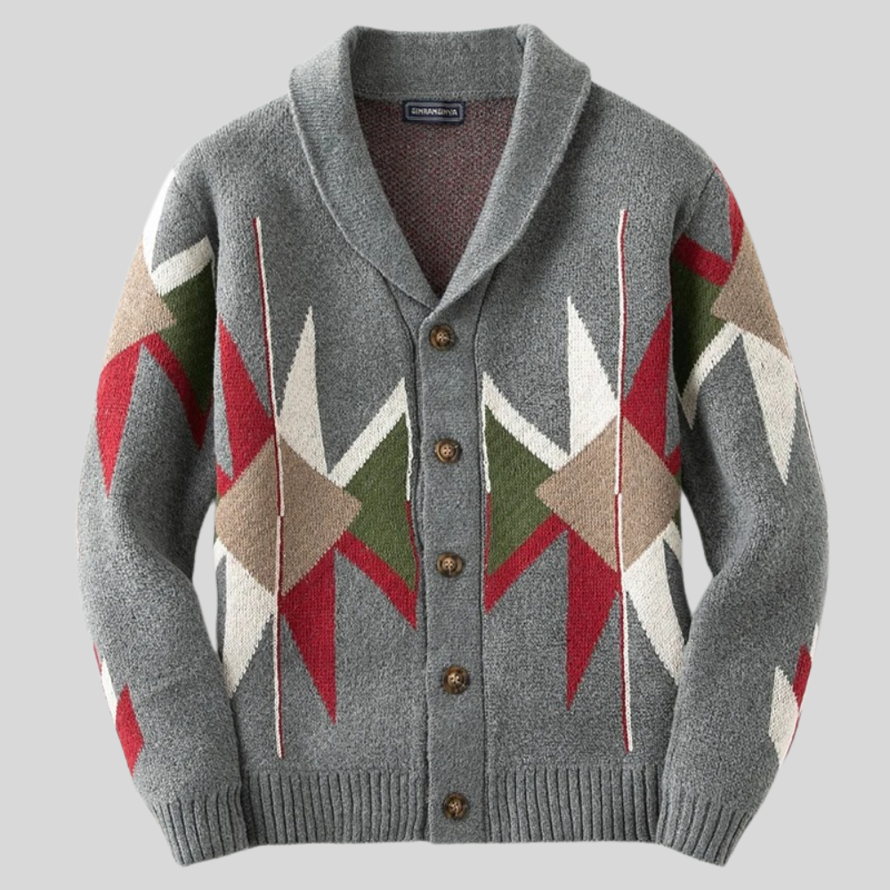 Oliver Jacquard Wool Cardigan