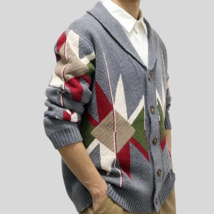 Oliver Jacquard Wool Cardigan