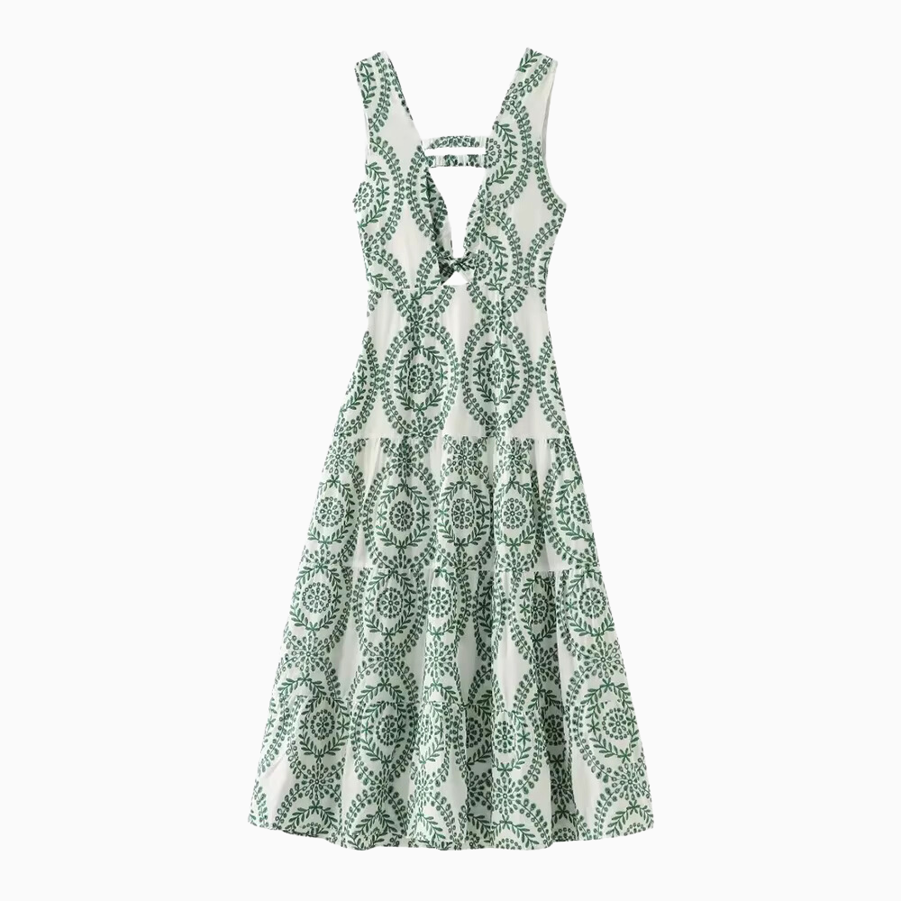 Ollie Cut Out Embroidered V-Neck Dress