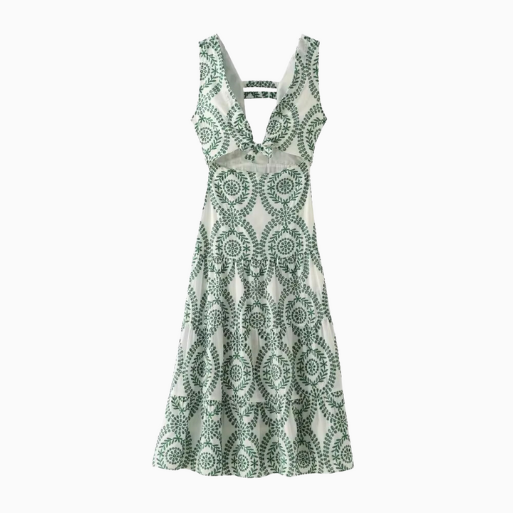 Ollie Cut Out Embroidered V-Neck Dress