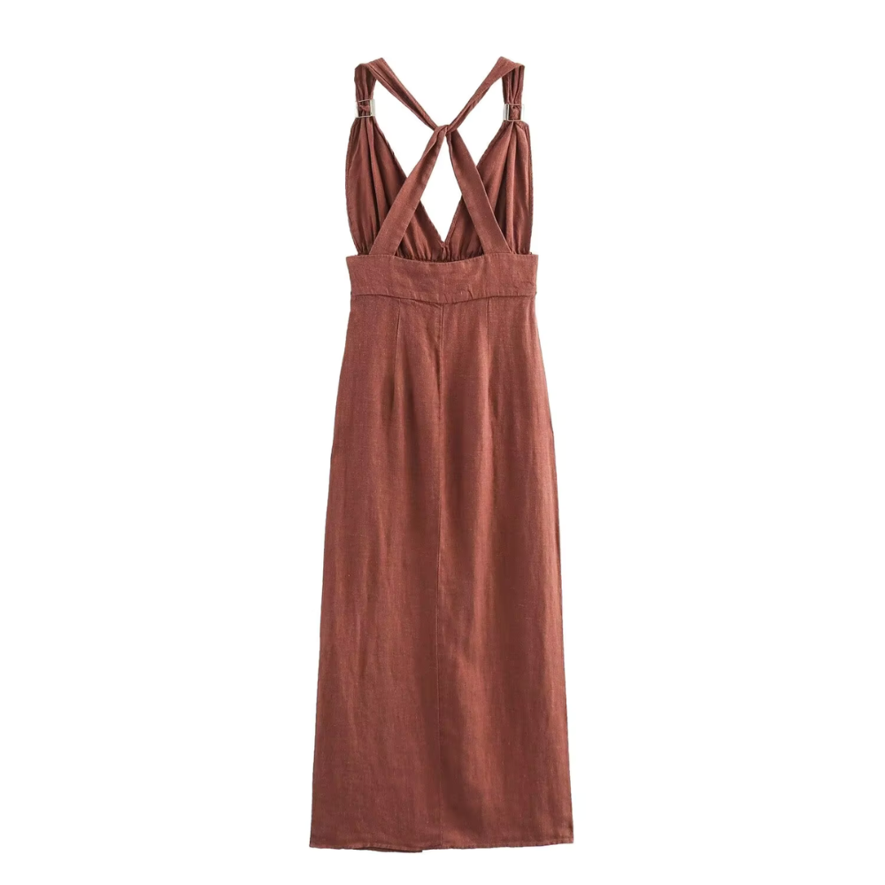 Reiss Deep V-Neck Linen Dress