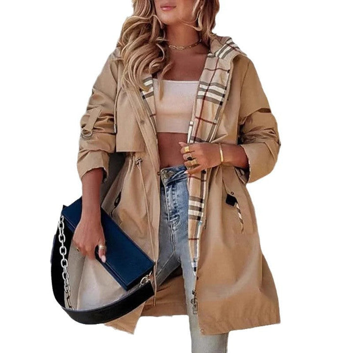 Women's Checked Drawstring Transitional Jacket - view 3 - Artisio