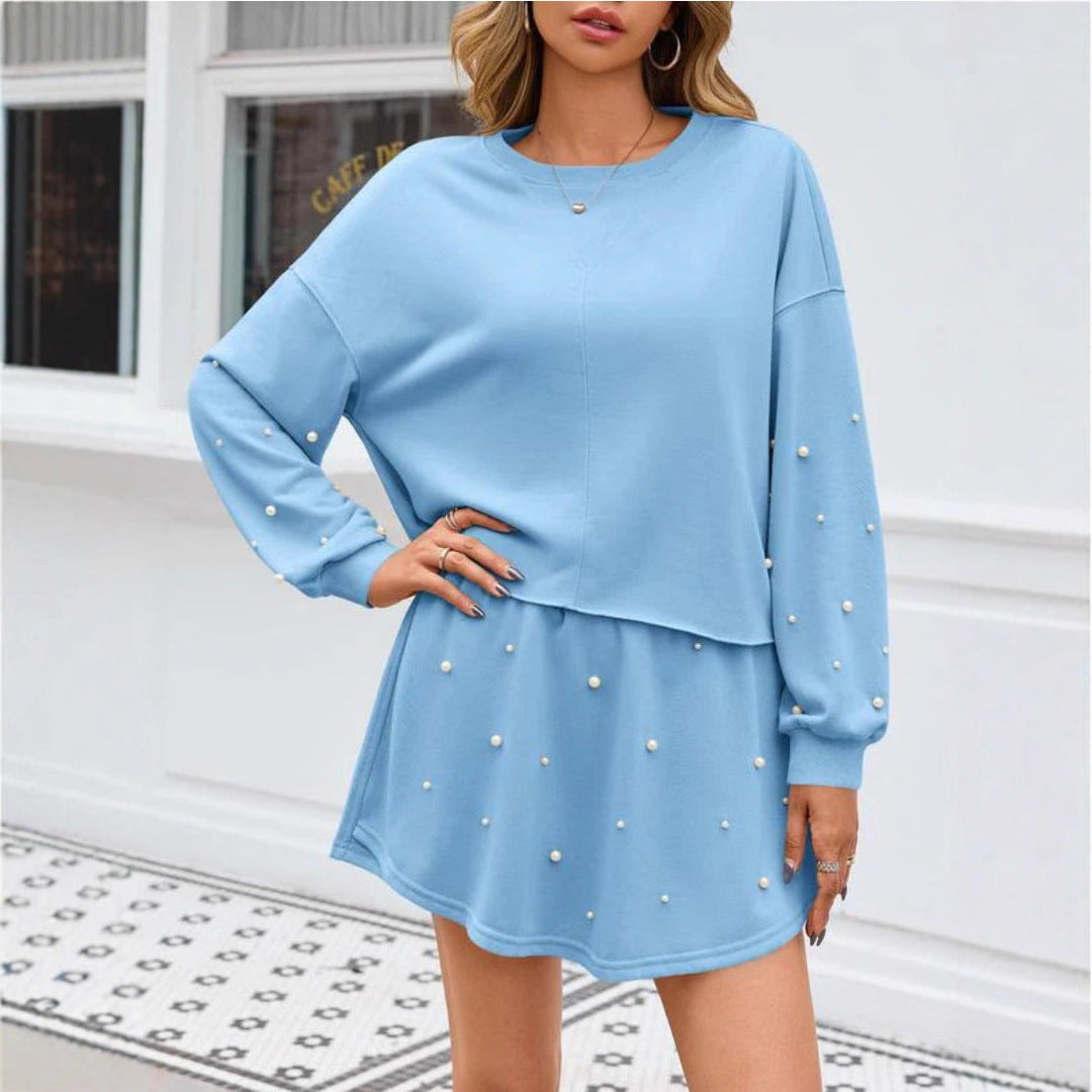 Women's Pearl Accent Sweatshirt Dress - view 5 - Artisio