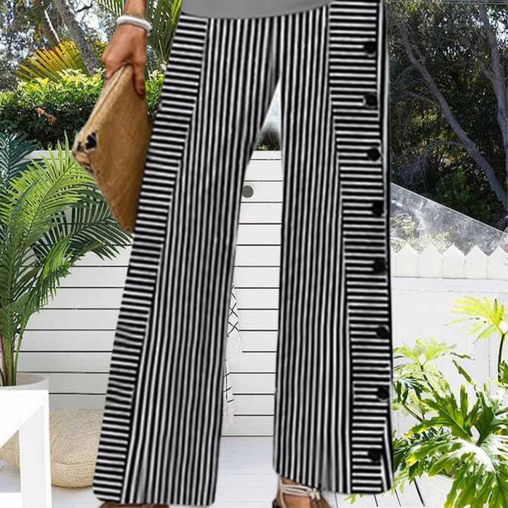 Women's Striped Wide Leg Palazzo Pants - view 3 - Artisio