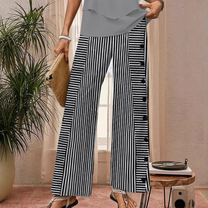 Women's Striped Wide Leg Palazzo Pants - view 5 - Artisio
