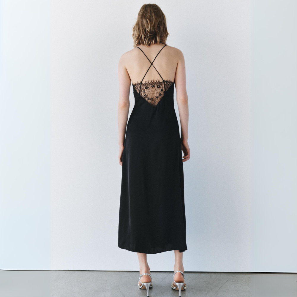 Zia Black Lace Slip Dress